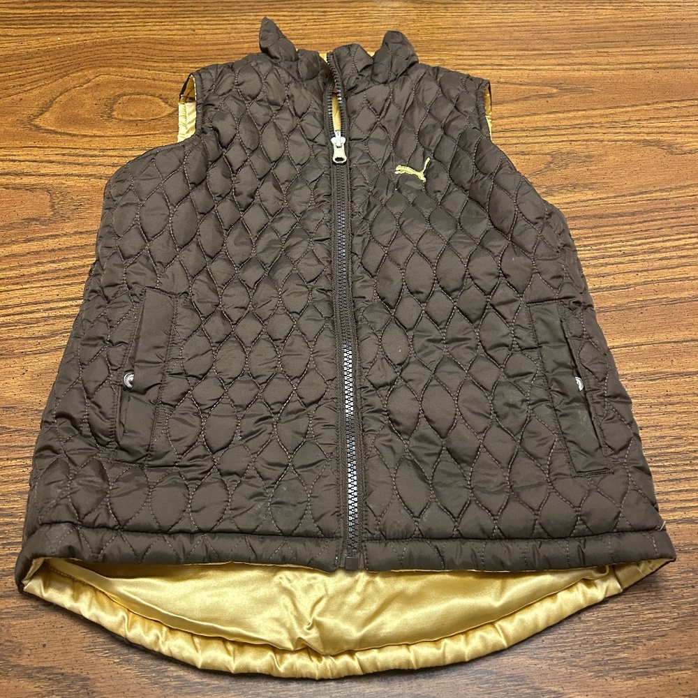 Puma girls brown puffer vest, size S
